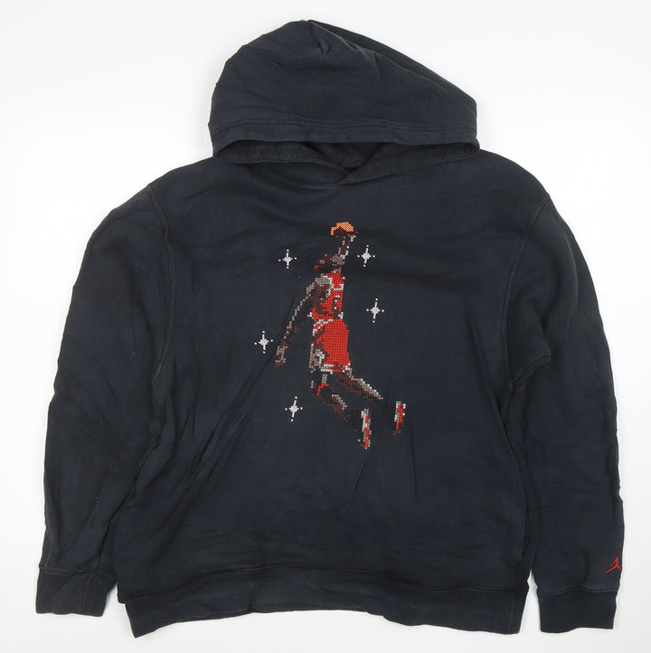Jordan Mens Black M Pullover Hoodie Graphic Print Basketball Style