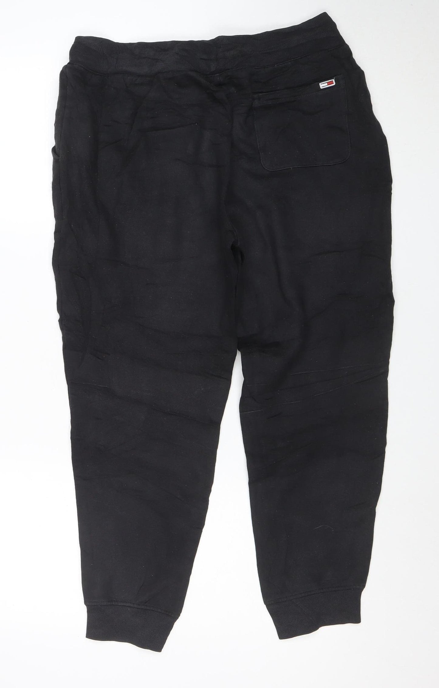 Tommy Jeans Men’s Black Cotton Jogger Trousers Size L Stretch Fit