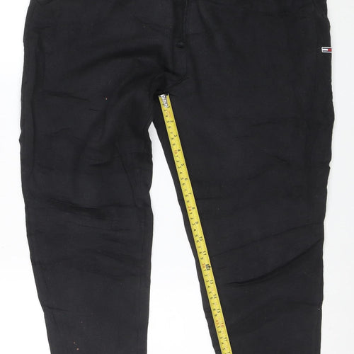 Tommy Jeans Men’s Black Cotton Jogger Trousers Size L Stretch Fit