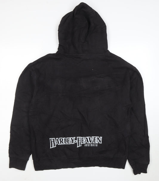 Harley-Davidson Men’s Black Pullover Hoodie Size M Logo Fleece Biker Style