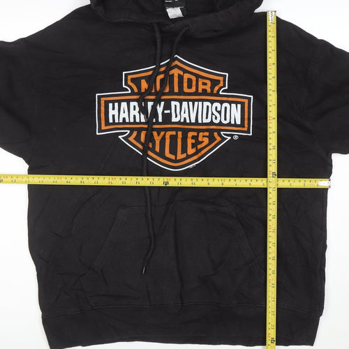 Harley-Davidson Men’s Black Pullover Hoodie Size M Logo Fleece Biker Style