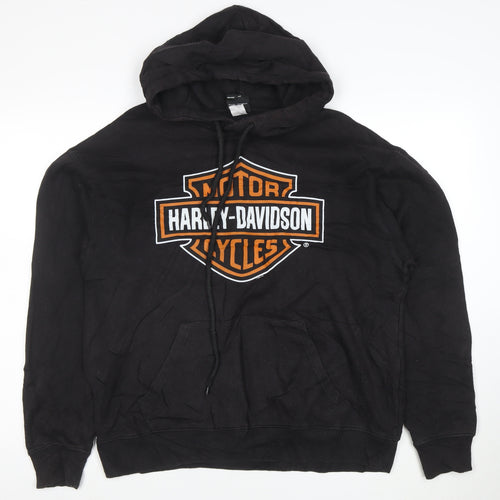 Harley-Davidson Men’s Black Pullover Hoodie Size M Logo Fleece Biker Style