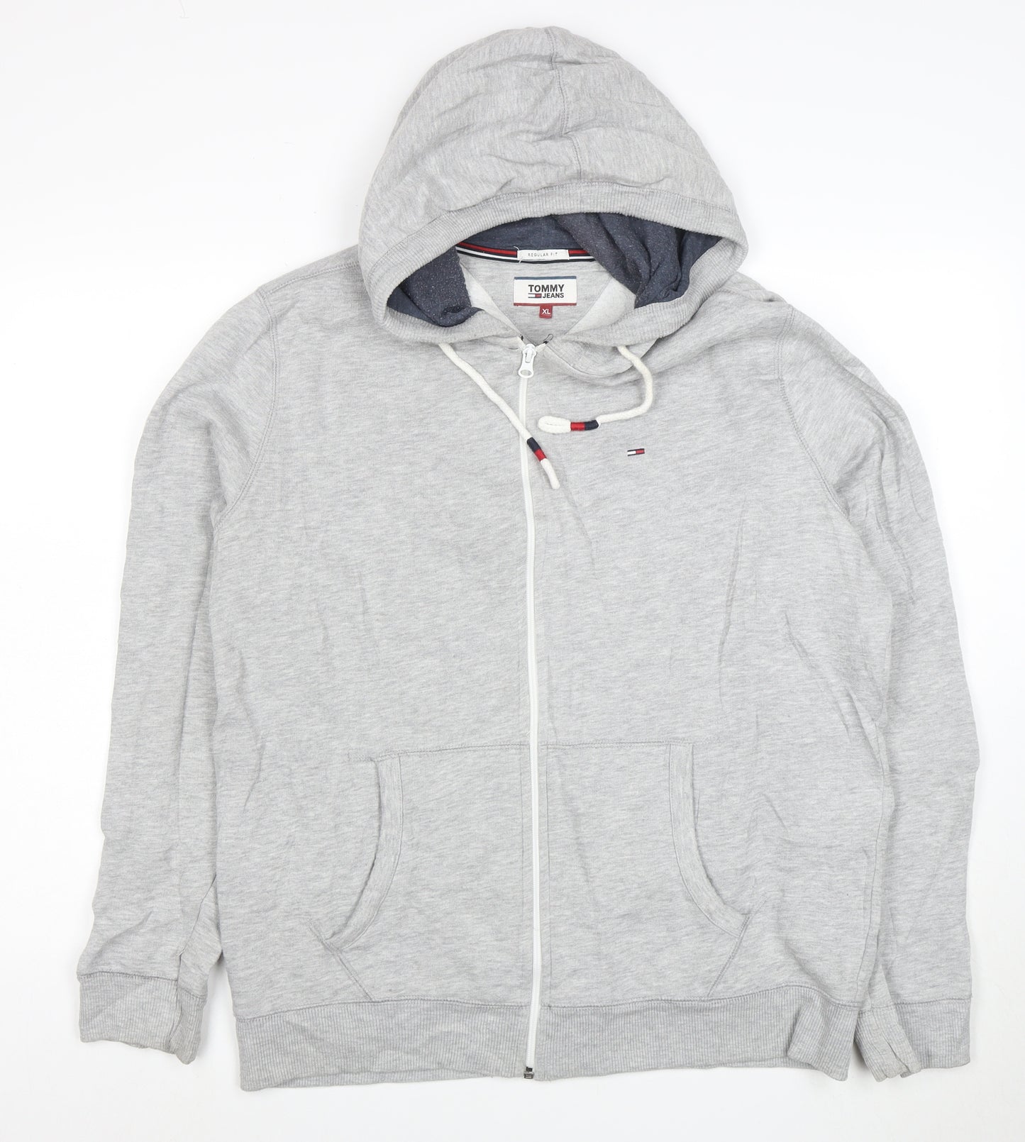 Tommy Jeans Men's Grey Full Zip Hoodie XL Regular Fit