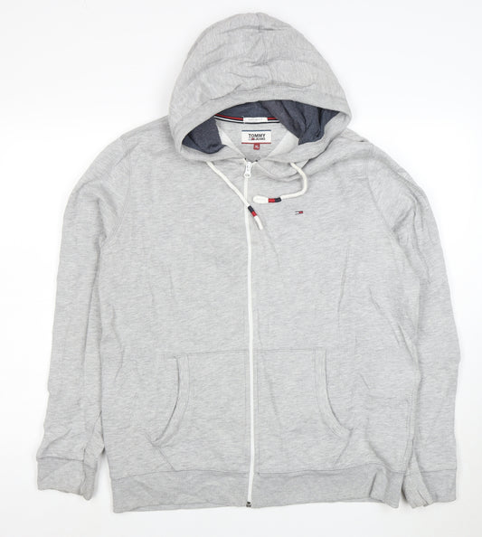 Tommy Jeans Men's Grey Full Zip Hoodie XL Regular Fit