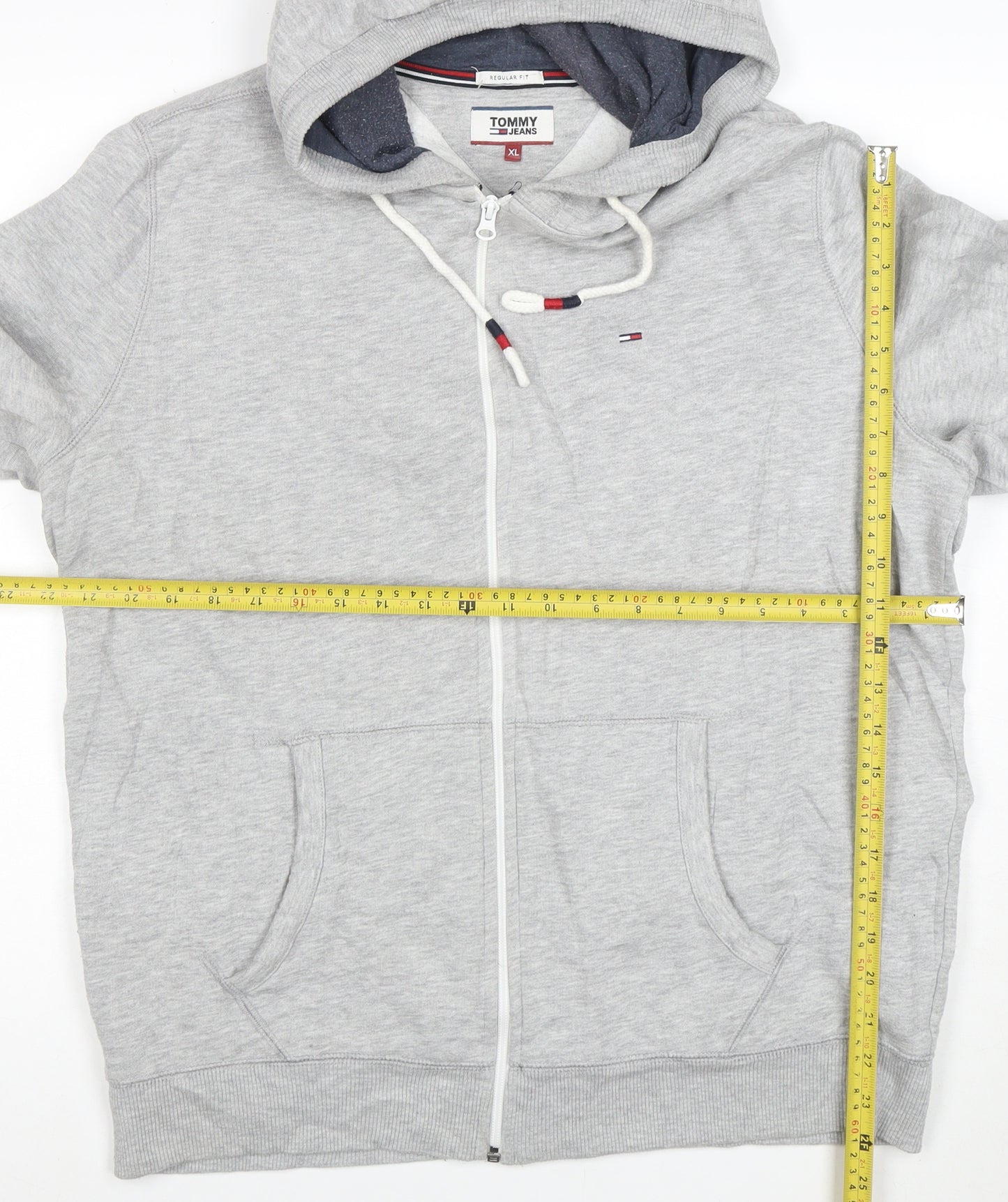 Tommy Jeans Men's Grey Full Zip Hoodie XL Regular Fit