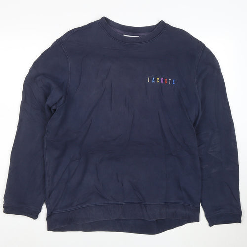 Lacoste Men's Blue Cotton Crew Neck Pullover Sweatshirt L