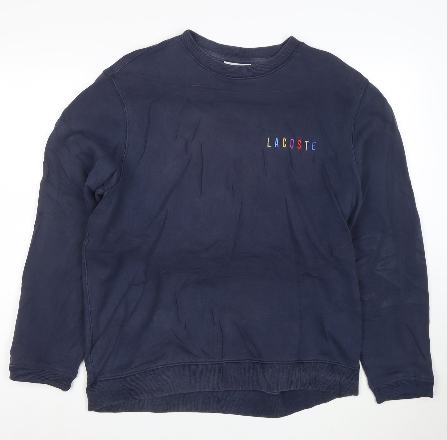 Lacoste Men's Blue Cotton Crew Neck Pullover Sweatshirt L