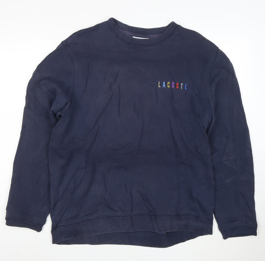 Lacoste Men's Blue Cotton Crew Neck Pullover Sweatshirt L