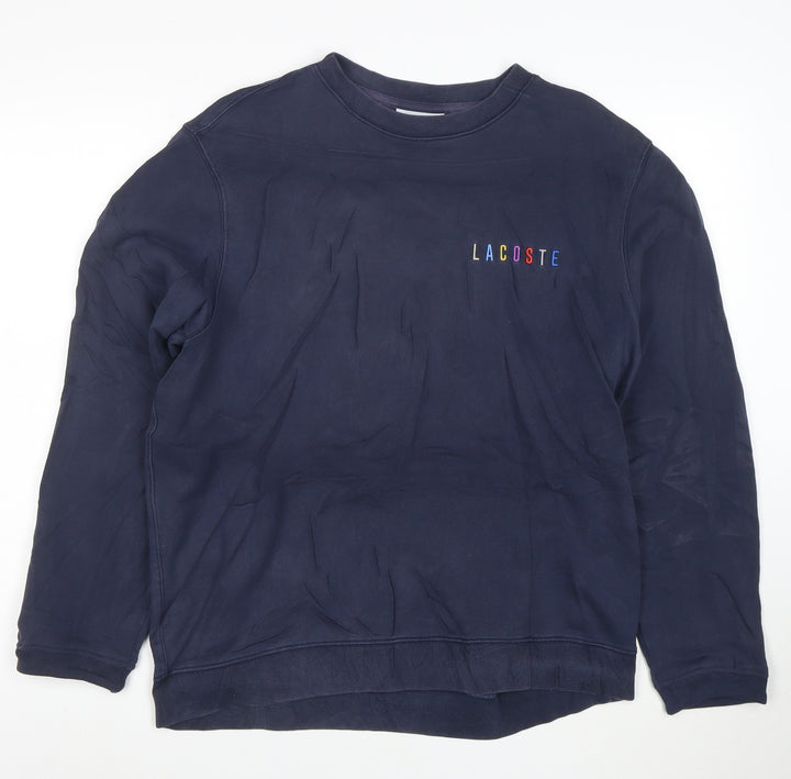 Lacoste Men's Blue Cotton Crew Neck Pullover Sweatshirt L