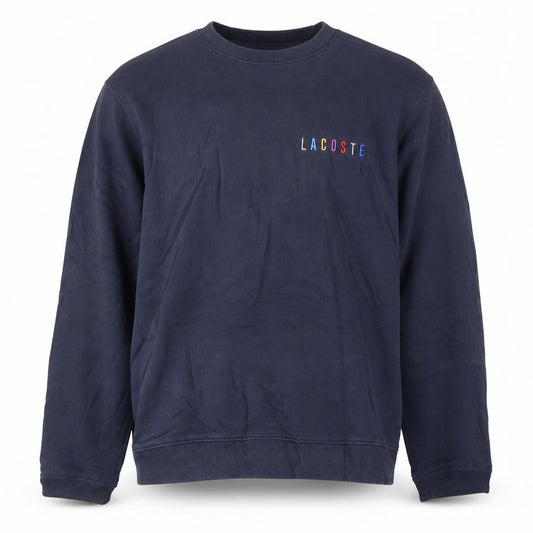 Front view of Lacoste Men's Blue Cotton Crew Neck Pullover Sweatshirt L
