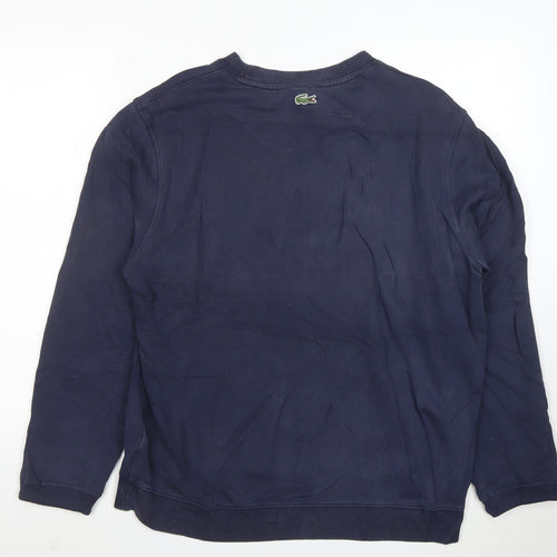 Lacoste Men's Blue Cotton Crew Neck Pullover Sweatshirt L