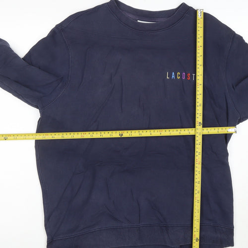 Lacoste Men's Blue Cotton Crew Neck Pullover Sweatshirt L
