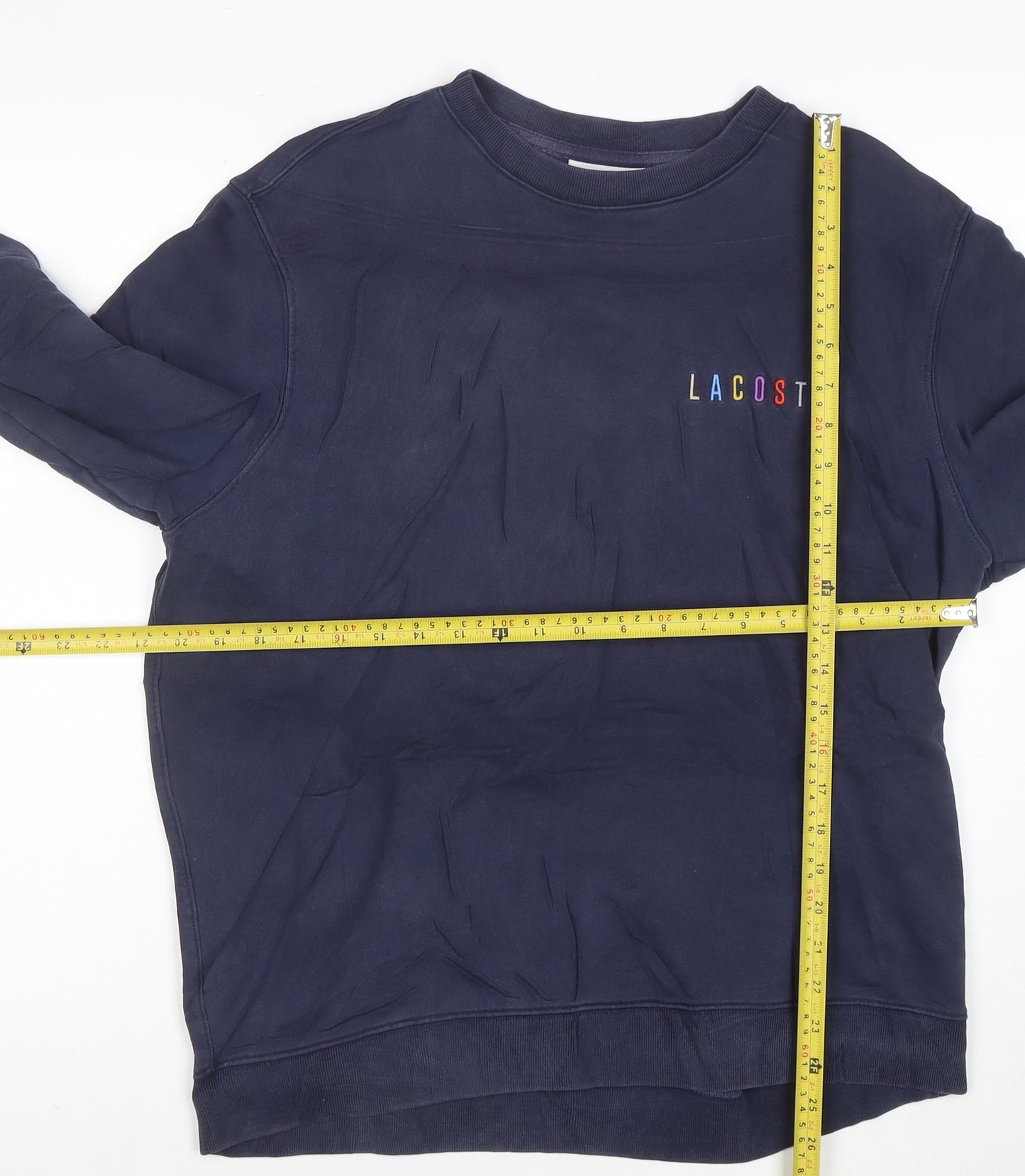 Lacoste Men's Blue Cotton Crew Neck Pullover Sweatshirt L