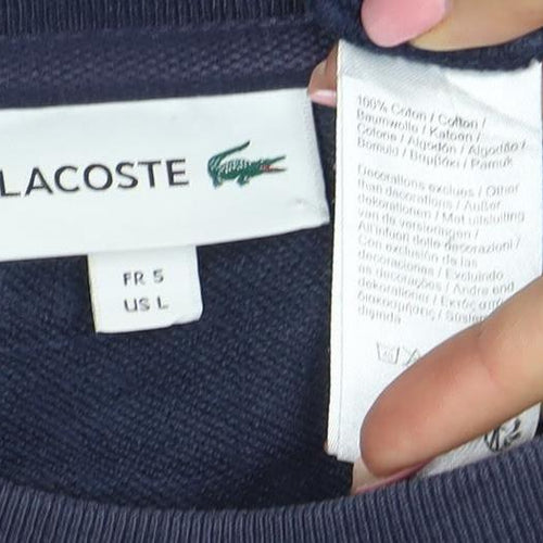 Lacoste Men's Blue Cotton Crew Neck Pullover Sweatshirt L