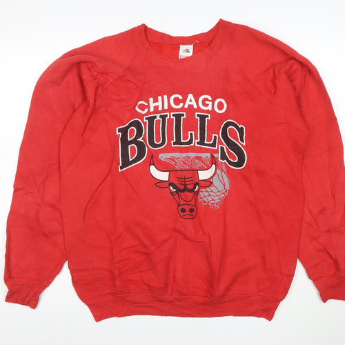 Fruit of the Loom Men's Red XL Chicago Bulls Pullover Sweatshirt