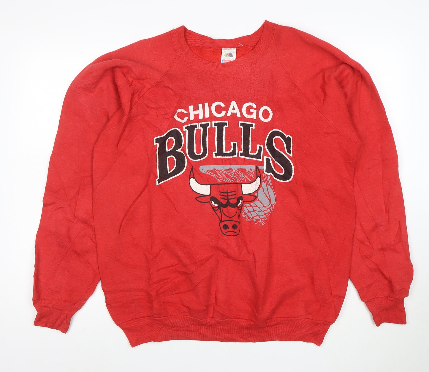 Fruit of the Loom Men's Red XL Chicago Bulls Pullover Sweatshirt