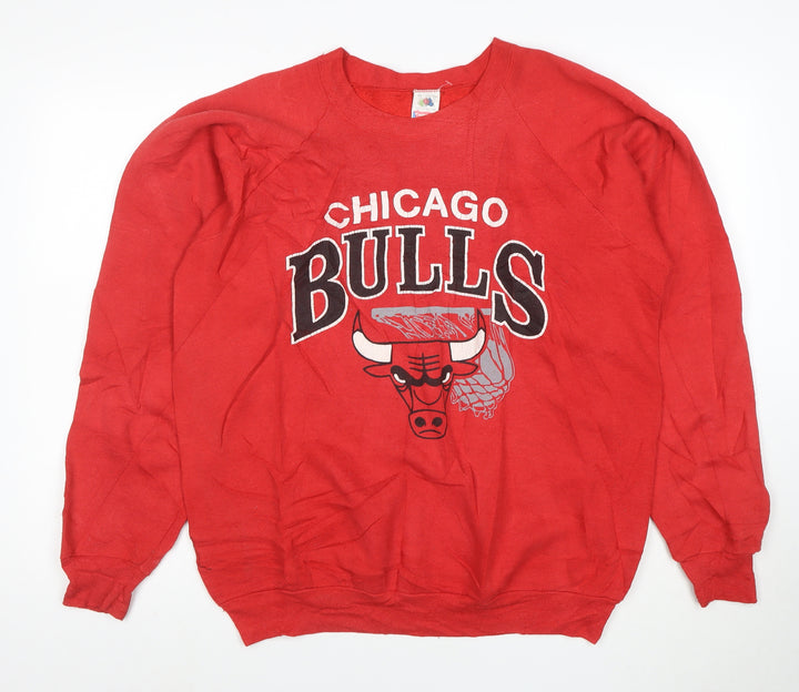 Fruit of the Loom Men's Red XL Chicago Bulls Pullover Sweatshirt