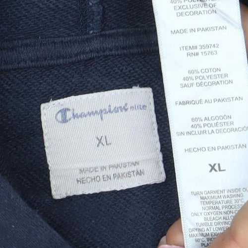 Champion Men's Blue XL Pullover Hoodie Embroidered Logo