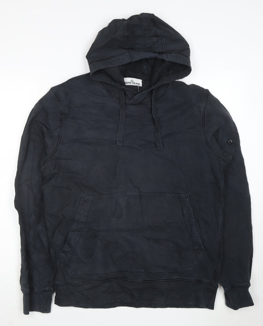 Stone Island Men's Black Pullover Hoodie L Cotton Blend