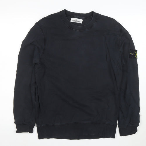 Stone Island Mens Black Cotton Crew Neck Sweatshirt M