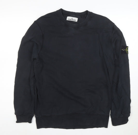 Stone Island Mens Black Cotton Crew Neck Sweatshirt M