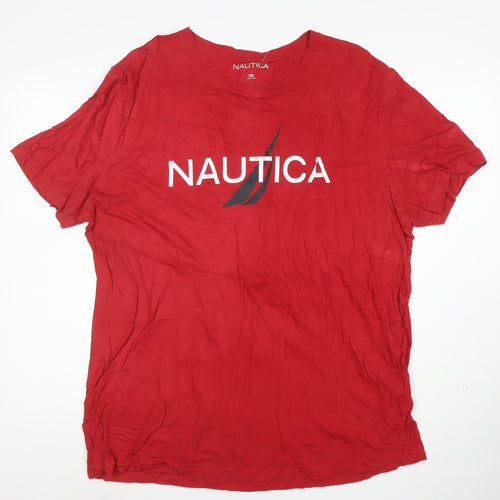 Nautica Men's Red 2XL Graphic Logo Crew Neck T-Shirt