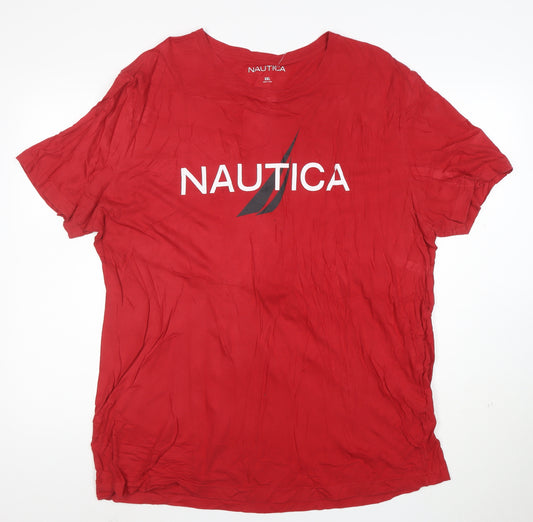 Nautica Men's Red 2XL Graphic Logo Crew Neck T-Shirt