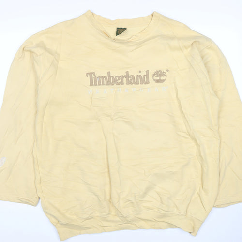 Timberland Women Beige Crew Neck Pullover Sweatshirt L Cotton Blend