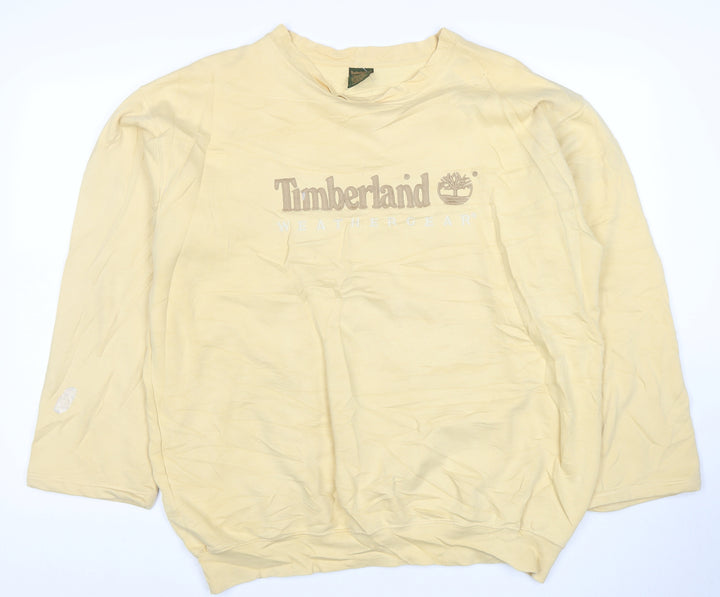 Timberland Women Beige Crew Neck Pullover Sweatshirt L Cotton Blend