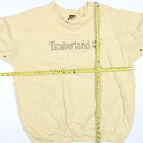 Timberland Women Beige Crew Neck Pullover Sweatshirt L Cotton Blend