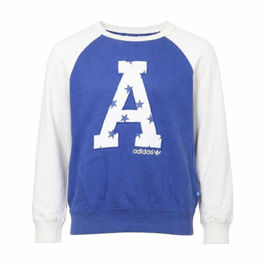 adidas Girls Blue & White Graphic Pullover Sweatshirt 14 Years