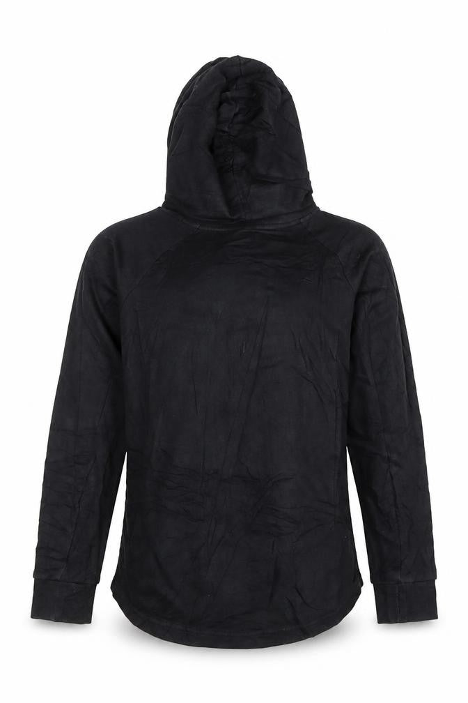 Front view of Adidas women’s black long sleeve hooded pullover sweatshirt, size L, 16-18