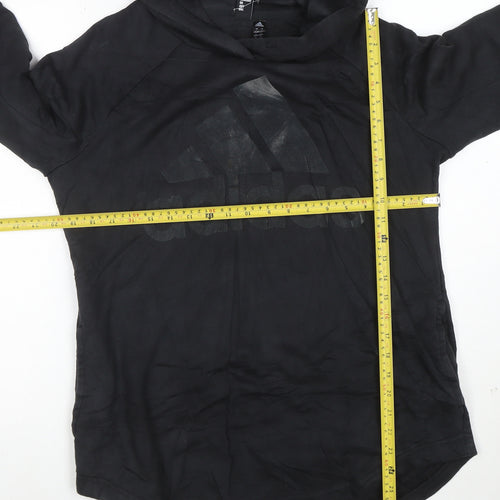 Adidas Womens Black Long Sleeve Hooded Pullover Sweatshirt Size L 16-18