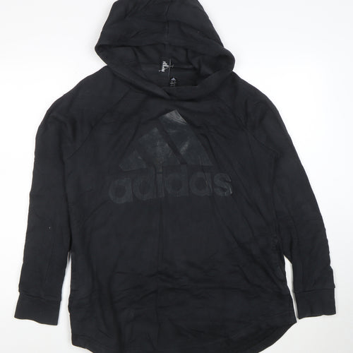 Adidas Womens Black Long Sleeve Hooded Pullover Sweatshirt Size L 16-18
