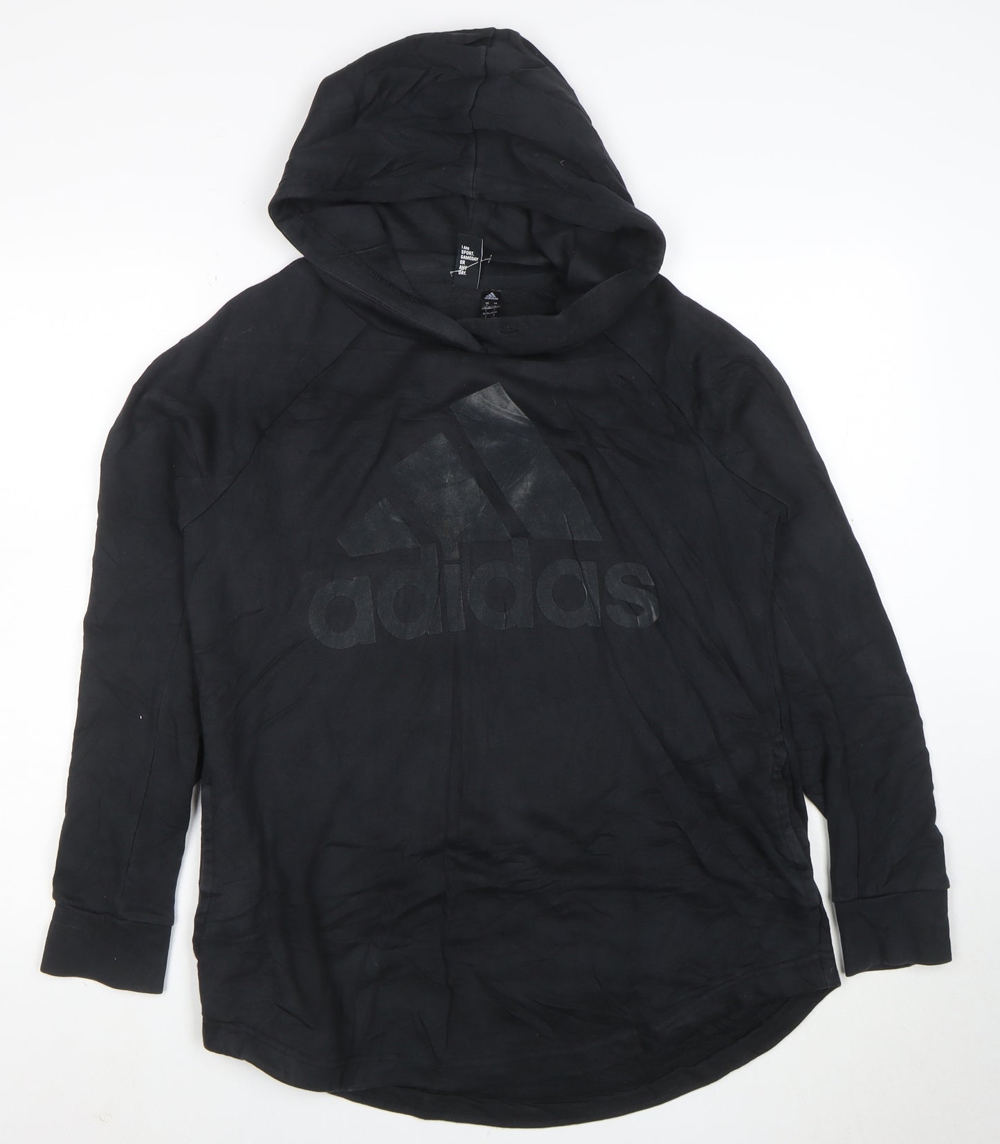 Adidas Womens Black Long Sleeve Hooded Pullover Sweatshirt Size L 16-18