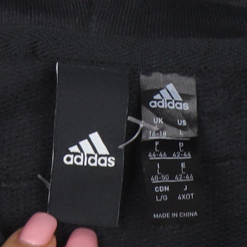 Adidas Womens Black Long Sleeve Hooded Pullover Sweatshirt Size L 16-18