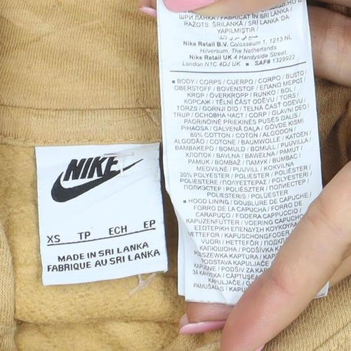 Nike Women’s Beige Pullover Hoodie XS Cotton Blend Casual Sweatshirt