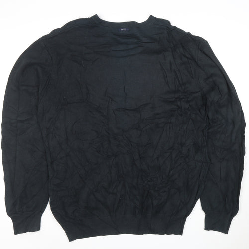 Nautica Men's Black Cotton V-Neck Jumper XXL Classic Knit