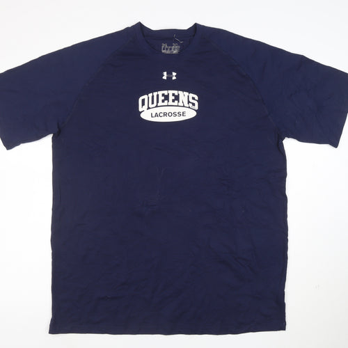 Under Armour Men's Blue XL Loose Fit Queens Lacrosse T-Shirt