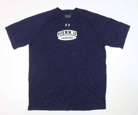 Under Armour Men's Blue XL Loose Fit Queens Lacrosse T-Shirt
