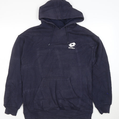 Lotto Men's Blue Pullover Hoodie M Regular Fit Fleece Sportswear