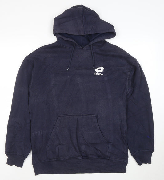 Lotto Men's Blue Pullover Hoodie M Regular Fit Fleece Sportswear