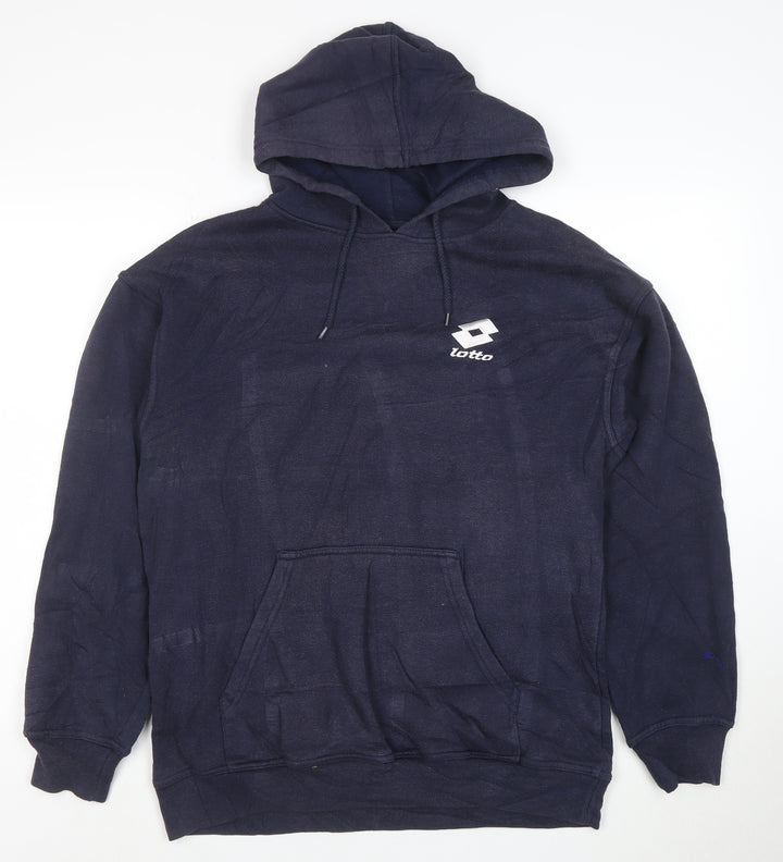 Lotto Men's Blue Pullover Hoodie M Regular Fit Fleece Sportswear