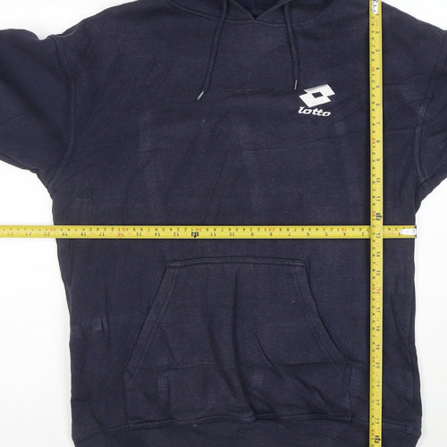 Lotto Men's Blue Pullover Hoodie M Regular Fit Fleece Sportswear