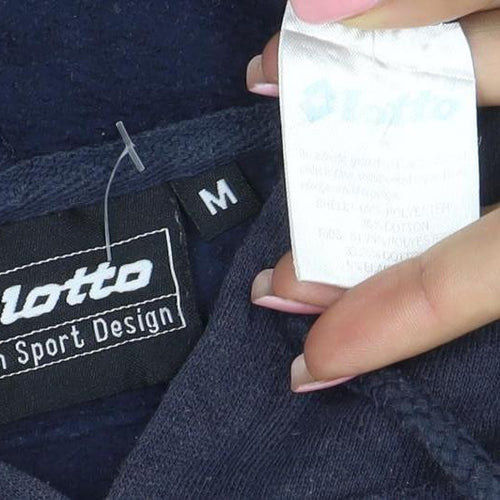 Lotto Men's Blue Pullover Hoodie M Regular Fit Fleece Sportswear