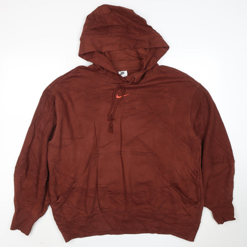 Nike Women’s Brown Pullover Hoodie M - Cotton Blend Fleece Casual