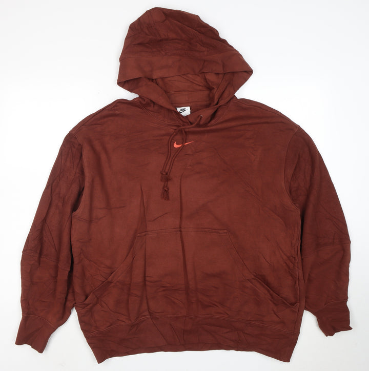 Nike Women’s Brown Pullover Hoodie M - Cotton Blend Fleece Casual