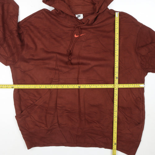 Nike Women’s Brown Pullover Hoodie M - Cotton Blend Fleece Casual