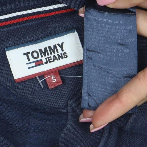 Tommy Jeans Women's Navy Pullover Sweatshirt Small Cotton Blend Logo Crewneck