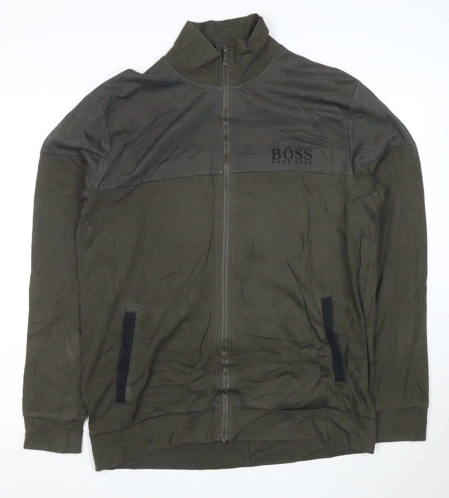 Hugo Boss Men's Green Full Zip Sweatshirt Size L Regular Fit